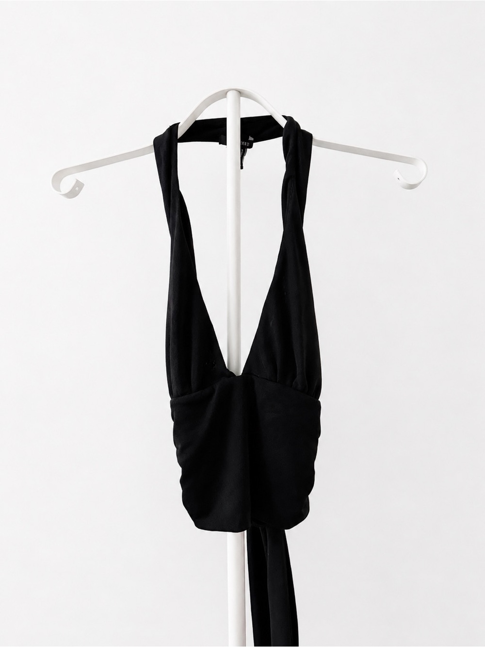Forever 21 Black Plunging Halter Crop Top